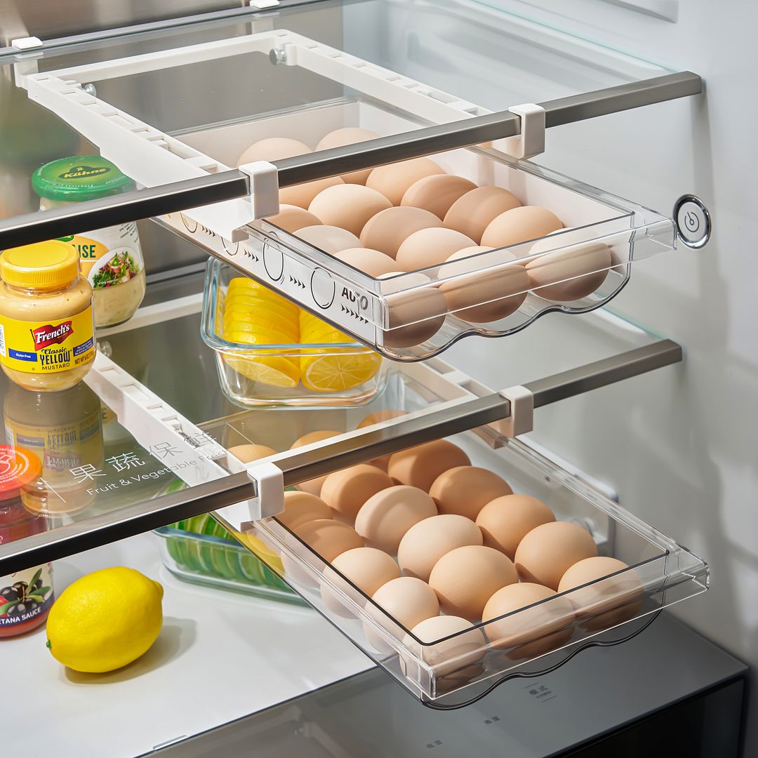 Egg Holder for Refrigerator, Auto Scrolling Egg Container for Refrigerator, Fridge Egg Organizer for Refrigerator, Egg Tray and Egg Drawer for Refrigerator (1PACK)