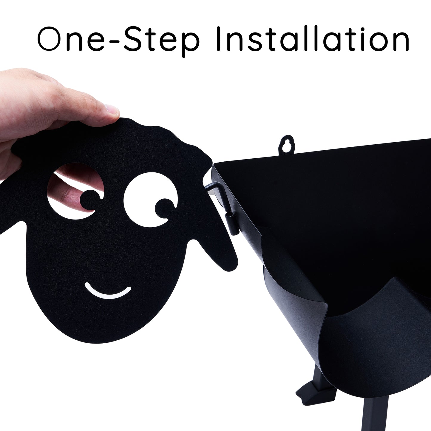 Sheep Toilet Paper Holder 2 in 1, Wall Mounted or Free Standing Bathroom Toilet Paper Roll Storage, Matte Black Bathroom Accessories (2in1)