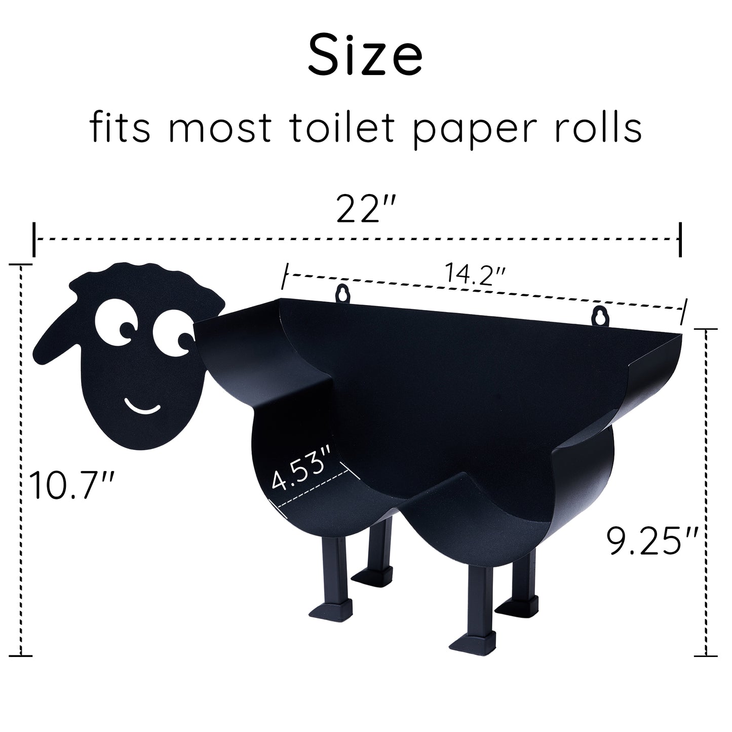 Sheep Toilet Paper Holder 2 in 1, Wall Mounted or Free Standing Bathroom Toilet Paper Roll Storage, Matte Black Bathroom Accessories (2in1)