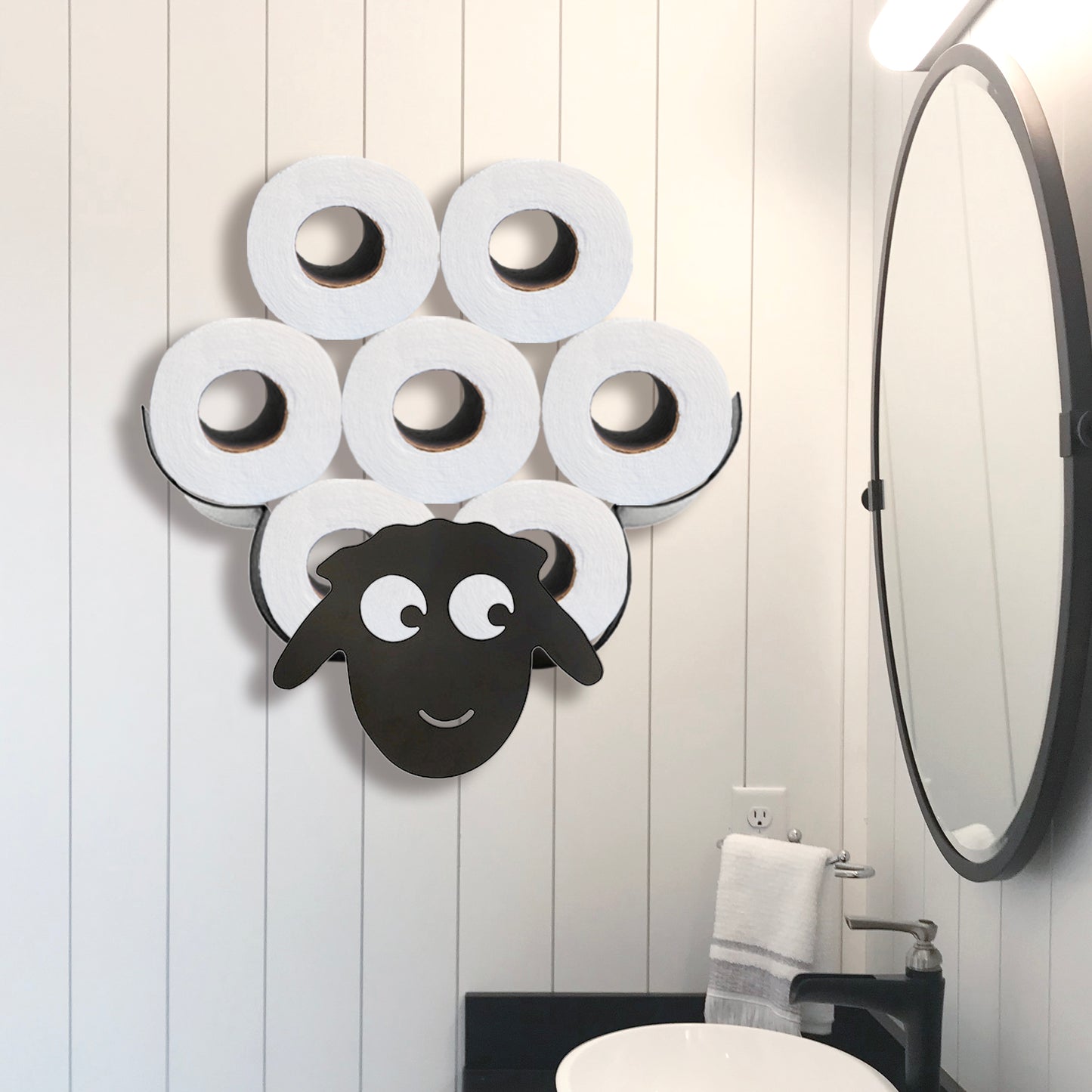 Freestanding Sheep Toilet Paper Holder Stand Farmhouse Bathroom Decor Shelf Over Toilet Bathroom Organizers and Storage Wallmounted Tissue Holder for Bathroom Rack Organization Decorations Accessories